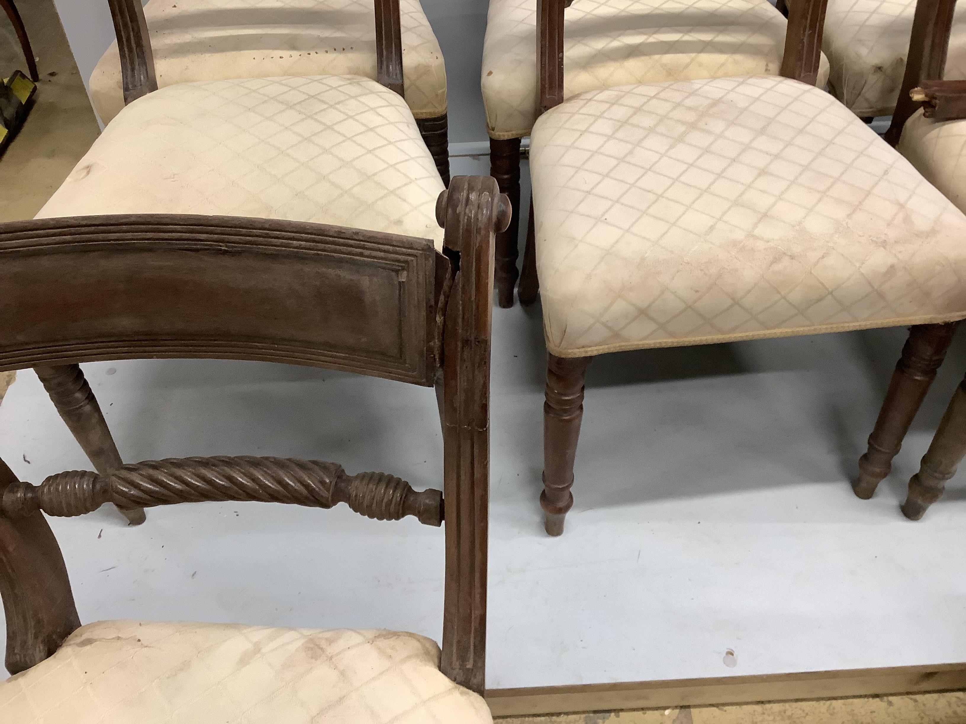 Fifteen various Regency mahogany dining chairs (some a.f.)